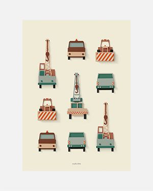 Crane trucks poster 50x70 cm