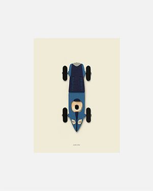 Race car blue poster 30x40 cm