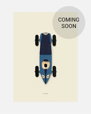 Race car blue poster 50x70 cm