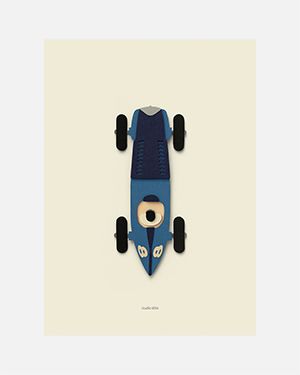 Race car blue poster 50x70 cm