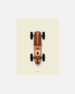 Race car brown poster 30x40 cm