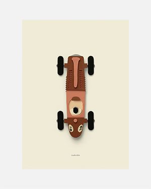 Race car brown poster 50x70 cm