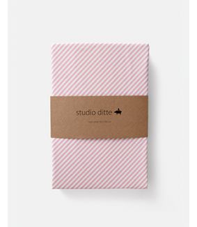 Fitted sheet small stripes light pink 90 x 200 cm